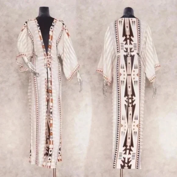 SOLD OUT Western Aztec Boho Tribal Kimono Duster Wrap - Picture 4 of 4